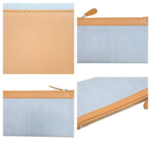 画像をギャラリービューアに読み込む, BALENCIAGA バレンシアガ トートバッグ デニムハンドバッグ ライトブルー ブラウンレザー 旧ロゴ 美品 中古 42306