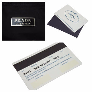 PRADA プラダ アクセサリーポーチ NERO ハンドバッグ ナイロン 小物入れ ロゴ プレート MV633 美品 中古 42362 正規品