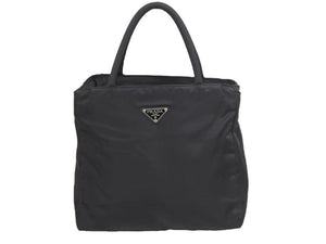 PRADA プラダ トートバッグ ハンドバッグ 三角ロゴプレート カバン B3806 テスート ブラック 良品 中古 42630