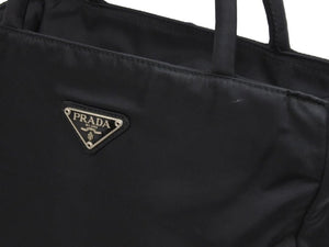 PRADA プラダ トートバッグ ハンドバッグ 三角ロゴプレート カバン B3806 テスート ブラック 良品 中古 42630