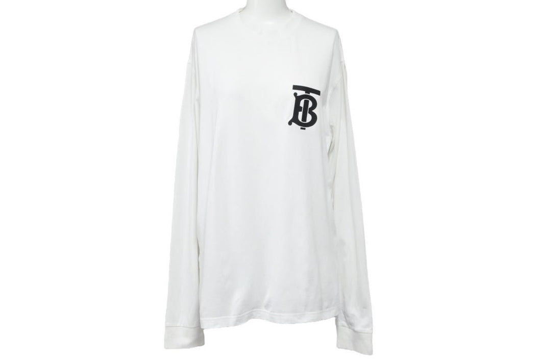 BURBERRY バーバリー ロングＴシャツ ロンT 長袖 丸首 クルーネック 80246001 コットン ホワイト サイズXS 美品 中古 42666