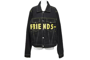 VLONE ヴイーローン 18SS FRIENDS DENIM JACKET ロゴ刺繍デニムトラックジャケット ブラック イエロー サイズM 中古 42702