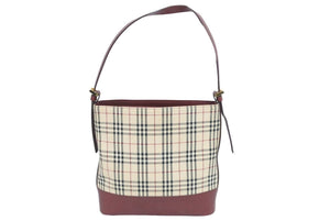 BURBERRY バーバリー ショルダーバッグ ノバチェック チェック柄 ベージュ レッド ワンショルダー 鞄 カバン 中古 42944