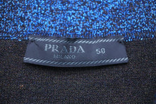 画像をギャラリービューアに読み込む, PRADA プラダ ポロシャツ トップス 半袖 ラメ シルク ビスコース ポリアミド ブラウン ブルー サイズ50 美品 中古 42949