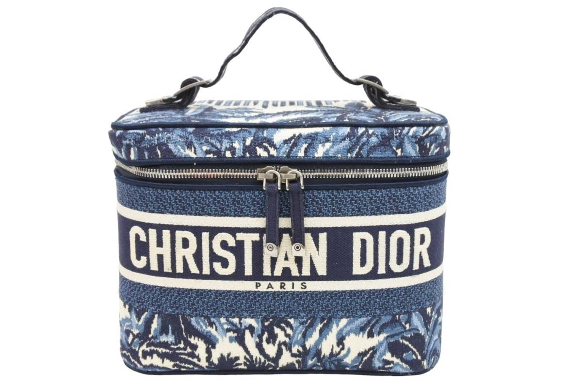 Christian Dior クリスチャンディオール バニティバッグ ディオールパームズ ネイビー ホワイト 美品 中古 43059 –  Casanova Vintage