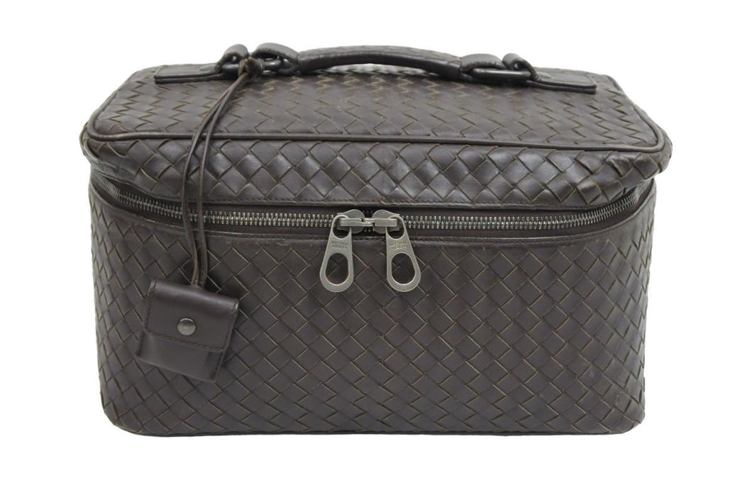 Bottega Veneta ボッテガヴェネタ バニティバッグ ハンドバッグ イントレチャート レザー ベージュ ブラウン 良品 中古 43174