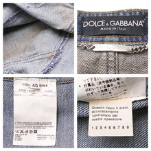 Load image into Gallery viewer, DOLCE＆GABBANA ドルチェアンドガッバーナ デニムジャケット Gジャン ダメージ JDS1K コットン ブルー サイズ40 美品 中古 43197