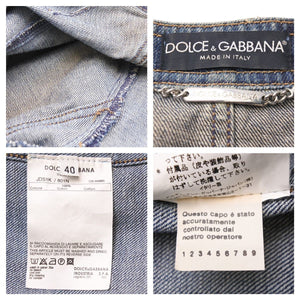 DOLCE＆GABBANA ドルチェアンドガッバーナ デニムジャケット Gジャン ダメージ JDS1K コットン ブルー サイズ40 美品 中古 43197