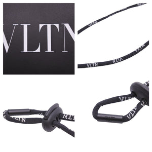 VALENTINO GARAVANI ヴァレンティノ ガラヴァーニ VLTN カーフスキン ネックストラップ付きウォレット ブラック 美品 中古 43233