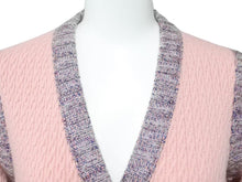 画像をギャラリービューアに読み込む, CHANEL シャネル カーディガン トリミングワンピース P52761K06813 シルク カシミヤ モヘア ピンク サイズ36 美品 中古 43296