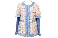 画像をギャラリービューアに読み込む, 極美品 CHANEL シャネル ジャケット トップス 上着 P55087 ブルー ピンク デニム ツイード サイズ34 中古 43306