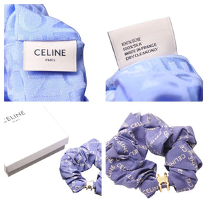 新品同様 CELINE セリーヌ シュシュ ロゴ トーン ブレスレット ブルー ロゴ 46Z252SIB.33GE マカダム シルク 中古 43411