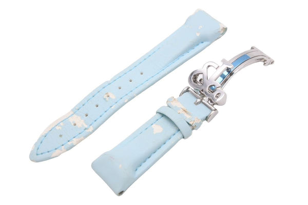 JACOB＆CO ジェイコブ 腕時計 純正サテンストラップ ロゴフォールディングバックル 20mm レザー ブルー シルバー金具 中古 43757