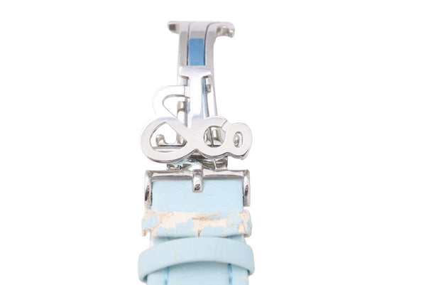 JACOB＆CO ジェイコブ 腕時計 純正サテンストラップ ロゴフォールディングバックル 20mm レザー ブルー シルバー金具 中古 43757