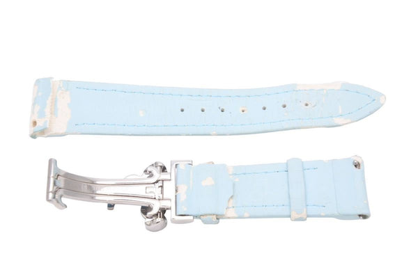 JACOB＆CO ジェイコブ 腕時計 純正サテンストラップ ロゴフォールディングバックル 20mm レザー ブルー シルバー金具 中古 43757