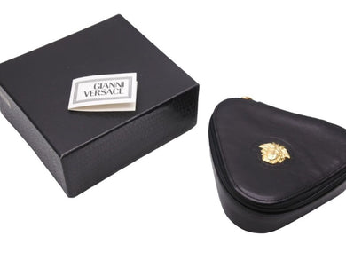 Gianni Versace ジャンニ ヴェルサーチ ジュエリーボックス メデューサ レザー ブラック ゴールド 美品 中古 43789