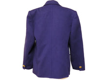 画像をギャラリービューアに読み込む, Yves Saint Laurent イヴサンローラン テーラードジャケット ロゴボタン パープル ダブル スーツ ヴィンテージ 美品 44098