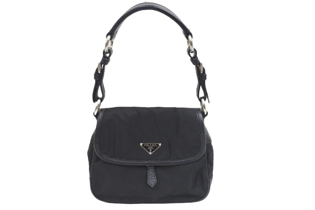 PRADA プラダ ワンショルダーバッグ ハンドバッグ トライアングルロゴ BR2120 レザー ナイロン ブラック 美品 中古 44279