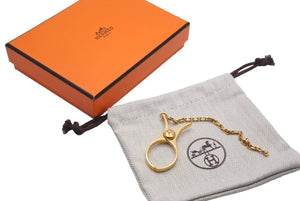 HERMES エルメス グローブホルダー バッグチャーム クリップ チェーン キーホルダー アクセサリー メタル ゴールド 美品 中古 44346