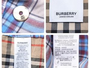 BURBERRY バーバリー 切り替え ノバチェックシャツ カラーシャツ コットン リヨセル ブラウン ブルー サイズ38 美品 中古 44395