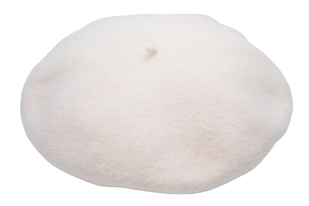 Like new CHANEL Vintage beret wool off-white used 44447