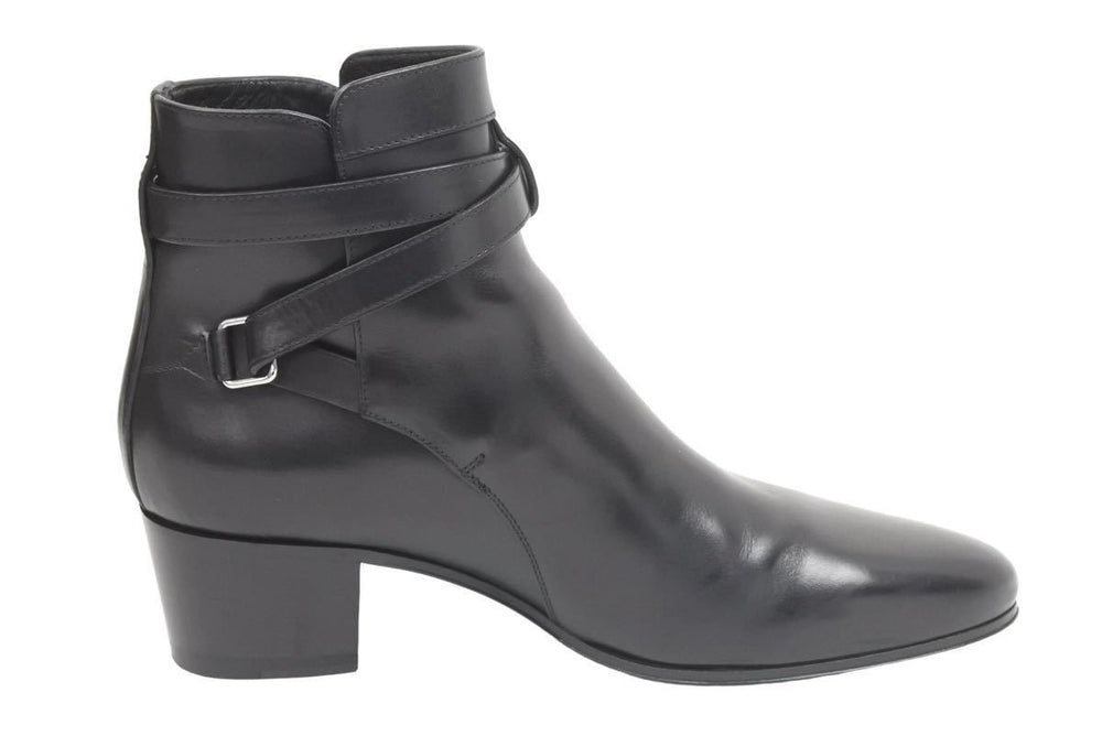 SAINT LAURENT サンローランパリ ブーツ シューズ ローヒール ベルト レザー ブラック シルバー金具 サイズ37 美品 中古 44609