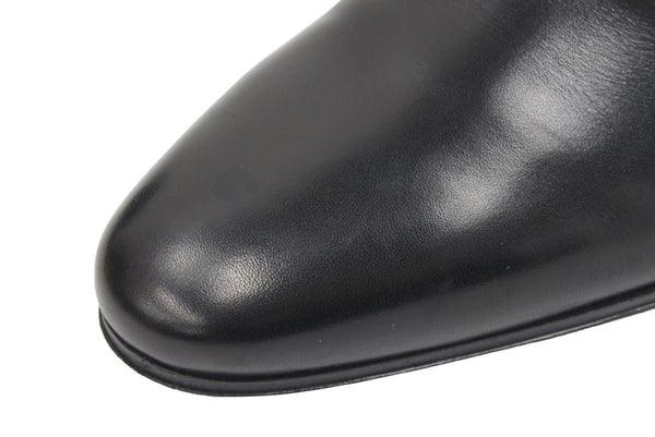 SAINT LAURENT サンローランパリ ブーツ シューズ ローヒール ベルト レザー ブラック シルバー金具 サイズ37 美品 中古 44609