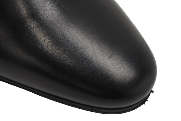 SAINT LAURENT サンローランパリ ブーツ シューズ ローヒール ベルト レザー ブラック シルバー金具 サイズ37 美品 中古 44609