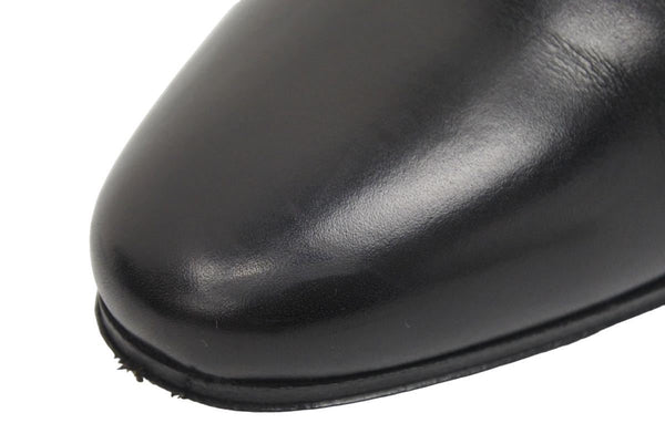 SAINT LAURENT サンローランパリ ブーツ シューズ ローヒール ベルト レザー ブラック シルバー金具 サイズ37 美品 中古 44609