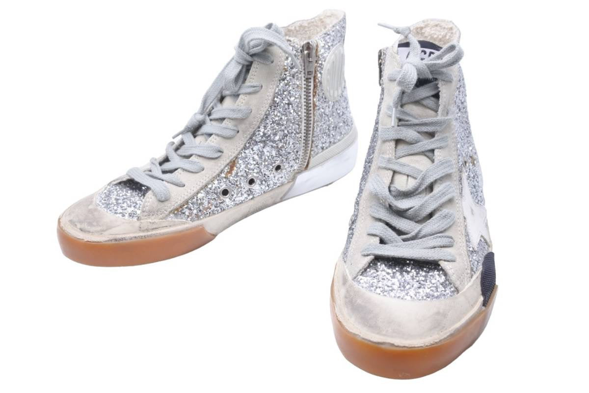 Golden Goose ゴールデングース FRANCY フランシー ハイトップスニーカー シューズ シルバーグリッター サイズ35 中古 44663  – Casanova Vintage