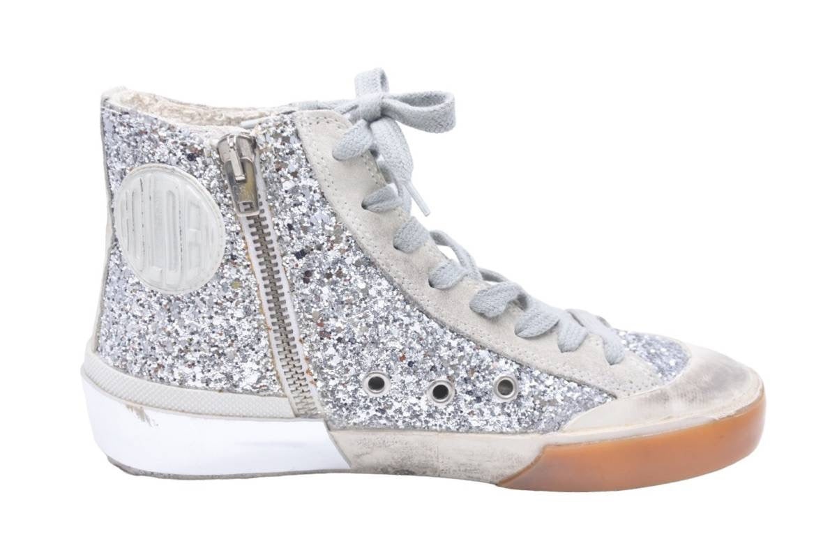 Golden Goose ゴールデングース FRANCY フランシー ハイトップスニーカー シューズ シルバーグリッター サイズ35 中古 44663  – Casanova Vintage