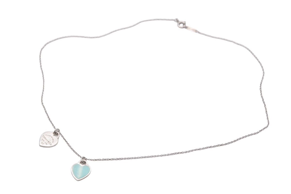 TIFFANY&Co. 極美品 ブルー ダブルハート ネックレス 激しい Ag925