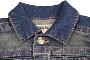 TRUE RELIGION トゥルーレリジョン デニムジャケット ジージャン コットン ポリエステル ブルー ピンク サイズ5 美品 中古 44734