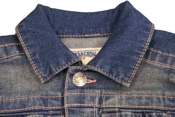 TRUE RELIGION トゥルーレリジョン デニムジャケット ジージャン コットン ポリエステル ブルー ピンク サイズ5 美品 中古 44734