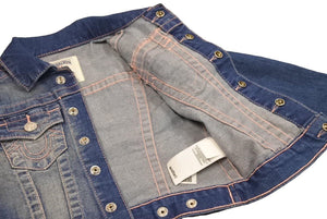 TRUE RELIGION トゥルーレリジョン デニムジャケット ジージャン コットン ポリエステル ブルー ピンク サイズ5 美品 中古 44734