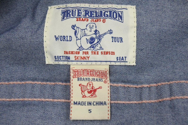 TRUE RELIGION トゥルーレリジョン デニムジャケット ジージャン コットン ポリエステル ブルー ピンク サイズ5 美品 中古 44734