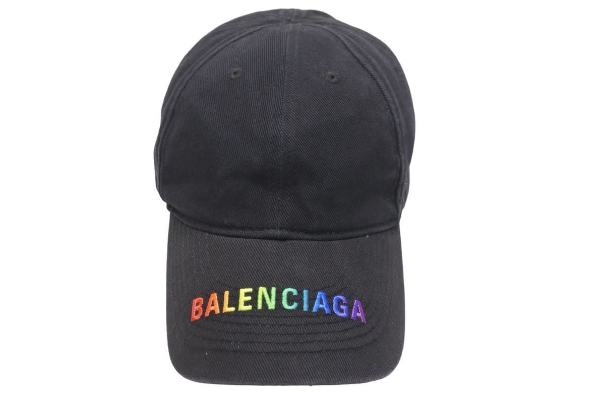 BALENCIAGA バレンシアガ ロゴ レインボー キャップ ロゴ 刺繍