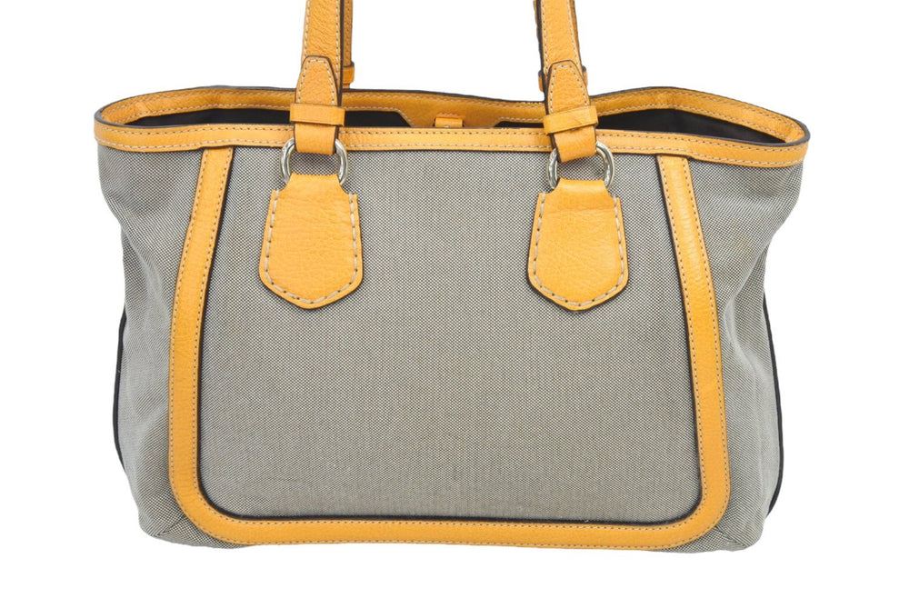 CELINE セリーヌ 馬車柄 トートバッグ ベージュ オレンジ ヴィンテージ キャンバス ロゴ カバン 鞄 中古 45240