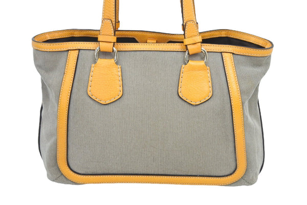 CELINE セリーヌ 馬車柄 トートバッグ ベージュ オレンジ ヴィンテージ キャンバス ロゴ カバン 鞄 中古 45240