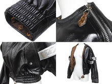 画像をギャラリービューアに読み込む, LOUISVUITTON ルイヴィトン クロップド レザー ジャケット ブラック シルバー モノグラム FGLJ80JNN サイズ34 美品 中古 45348