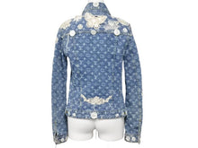 画像をギャラリービューアに読み込む, LOUIS VUITTON ルイヴィトン 36 総柄モノグラム ボタン装飾 デニムジャケット RW071W WKVB02CF7 インディゴ 美品 中古 45350