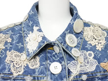 画像をギャラリービューアに読み込む, LOUIS VUITTON ルイヴィトン 36 総柄モノグラム ボタン装飾 デニムジャケット RW071W WKVB02CF7 インディゴ 美品 中古 45350