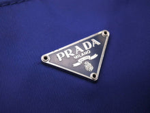 画像をギャラリービューアに読み込む, PRADA プラダ ホーボー ヴィンテージ ハンドバッグ ミニ ナイロン 三角ロゴ MV515 ブルー シルバー レディース 美品 中古 45562