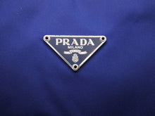 画像をギャラリービューアに読み込む, PRADA プラダ ホーボー ヴィンテージ ハンドバッグ ミニ ナイロン 三角ロゴ MV515 ブルー シルバー レディース 美品 中古 45562