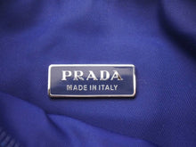 画像をギャラリービューアに読み込む, PRADA プラダ ホーボー ヴィンテージ ハンドバッグ ミニ ナイロン 三角ロゴ MV515 ブルー シルバー レディース 美品 中古 45562