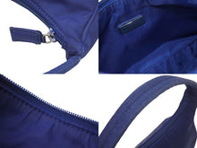 画像をギャラリービューアに読み込む, PRADA プラダ ホーボー ヴィンテージ ハンドバッグ ミニ ナイロン 三角ロゴ MV515 ブルー シルバー レディース 美品 中古 45562