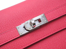 Load image into Gallery viewer, 未使用 HERMES エルメス ケリーウォレット ヴォーエプソン A刻印 ピンク系 シルバー金具 長財布 箱付き 中古 45609