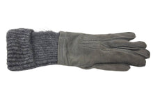 Load image into Gallery viewer, HERMES エルメス ニット手袋 グローブ アクセサリー ヴィンテージ 服飾小物 レザー ニット グレー 美品 中古 45614