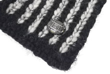画像をギャラリービューアに読み込む, CHANEL シャネル マフラー ウール モヘア アルパカ ナイロン ブラック ホワイト 45660 美品 中古