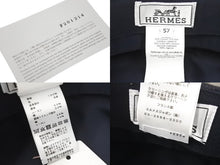 Load image into Gallery viewer, 極美品 Hermes エルメス キャスケット ウール ネイビー セリエ レザーステッチ 箱付き タグ付き サイズ57 中古 45666